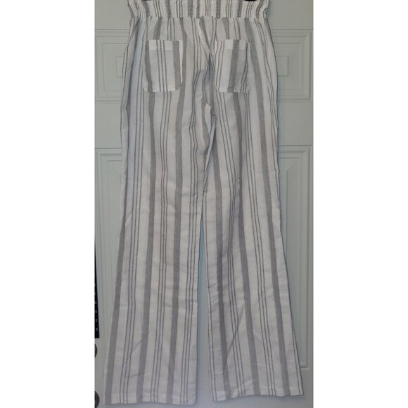 Paradise USA Women’s Boho Striped Wide Leg Pants L Linen Blend Beach Resort... - Picture 4 of 6